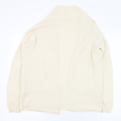 Pull&Bear Womens Ivory Round Neck  Cotton Cardigan Jumper Size 4