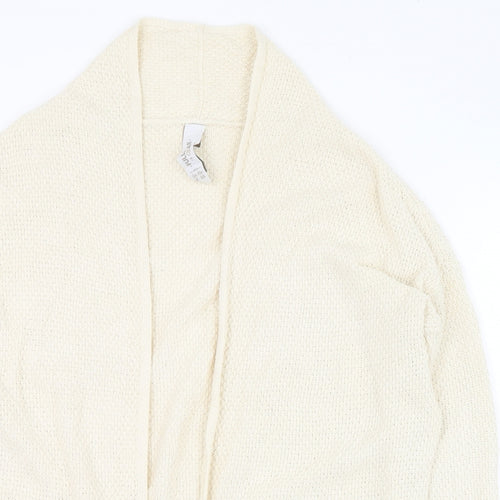 Pull&Bear Womens Ivory Round Neck  Cotton Cardigan Jumper Size 4