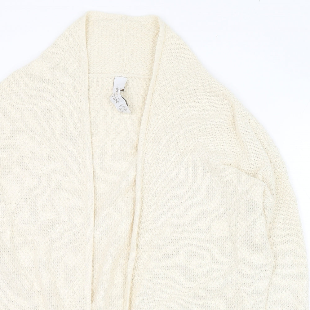 Pull&Bear Womens Ivory Round Neck  Cotton Cardigan Jumper Size 4