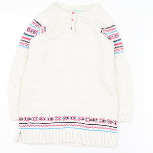 Chelsea's Corner Girls Ivory Round Neck  Cotton Pullover Jumper Size 2-3 Years  Button