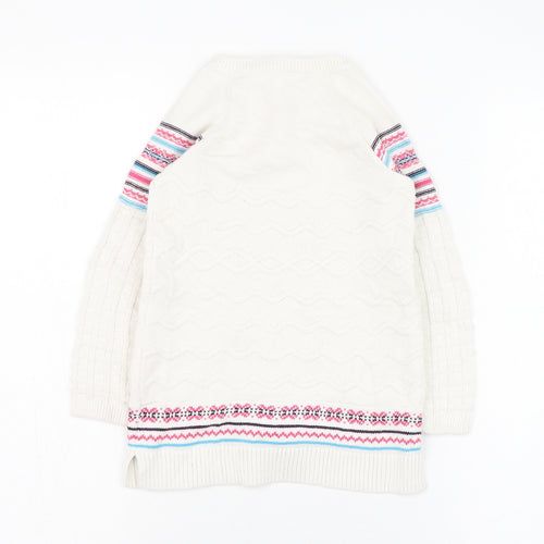 Chelsea's Corner Girls Ivory Round Neck  Cotton Pullover Jumper Size 2-3 Years  Button