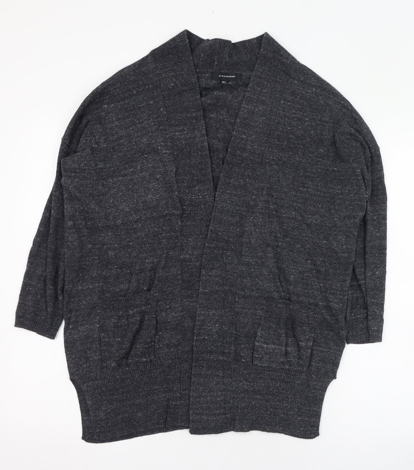 Atmosphere Womens Grey Square Neck  Cotton Cardigan Jumper Size 12