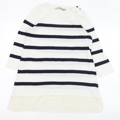 ASOS Womens Ivory Round Neck Striped Polyester Pullover Jumper Size 10