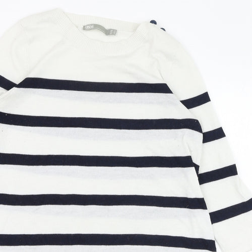 ASOS Womens Ivory Round Neck Striped Polyester Pullover Jumper Size 10