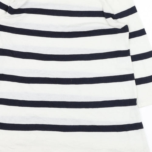 ASOS Womens Ivory Round Neck Striped Polyester Pullover Jumper Size 10