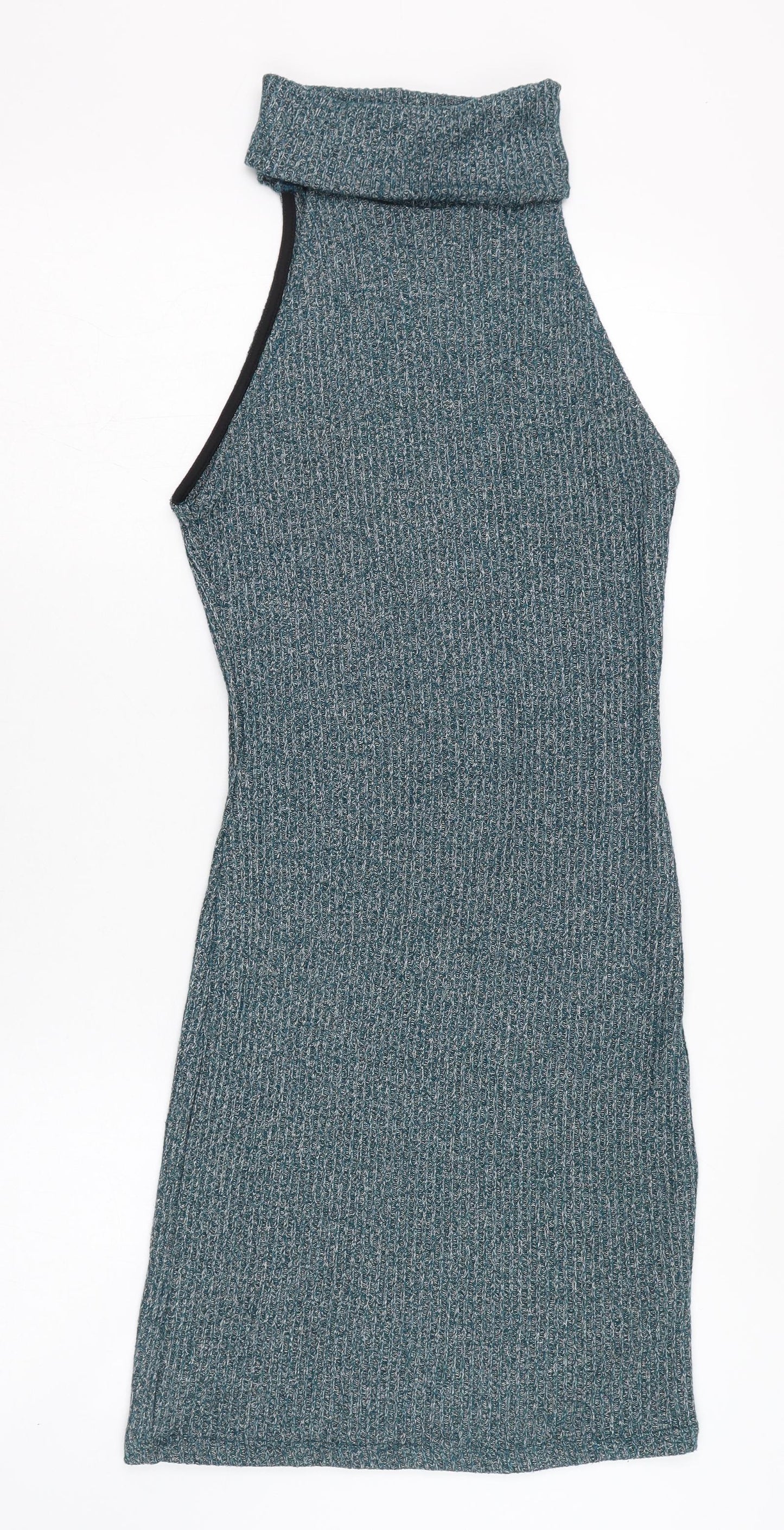 Topshop Womens Green  Polyester Pencil Dress  Size 10  Mock Neck Pullover