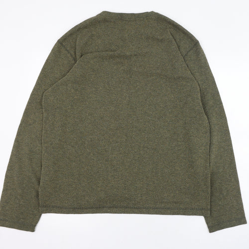 River Island Mens Green Round Neck  Cotton Pullover Jumper Size L