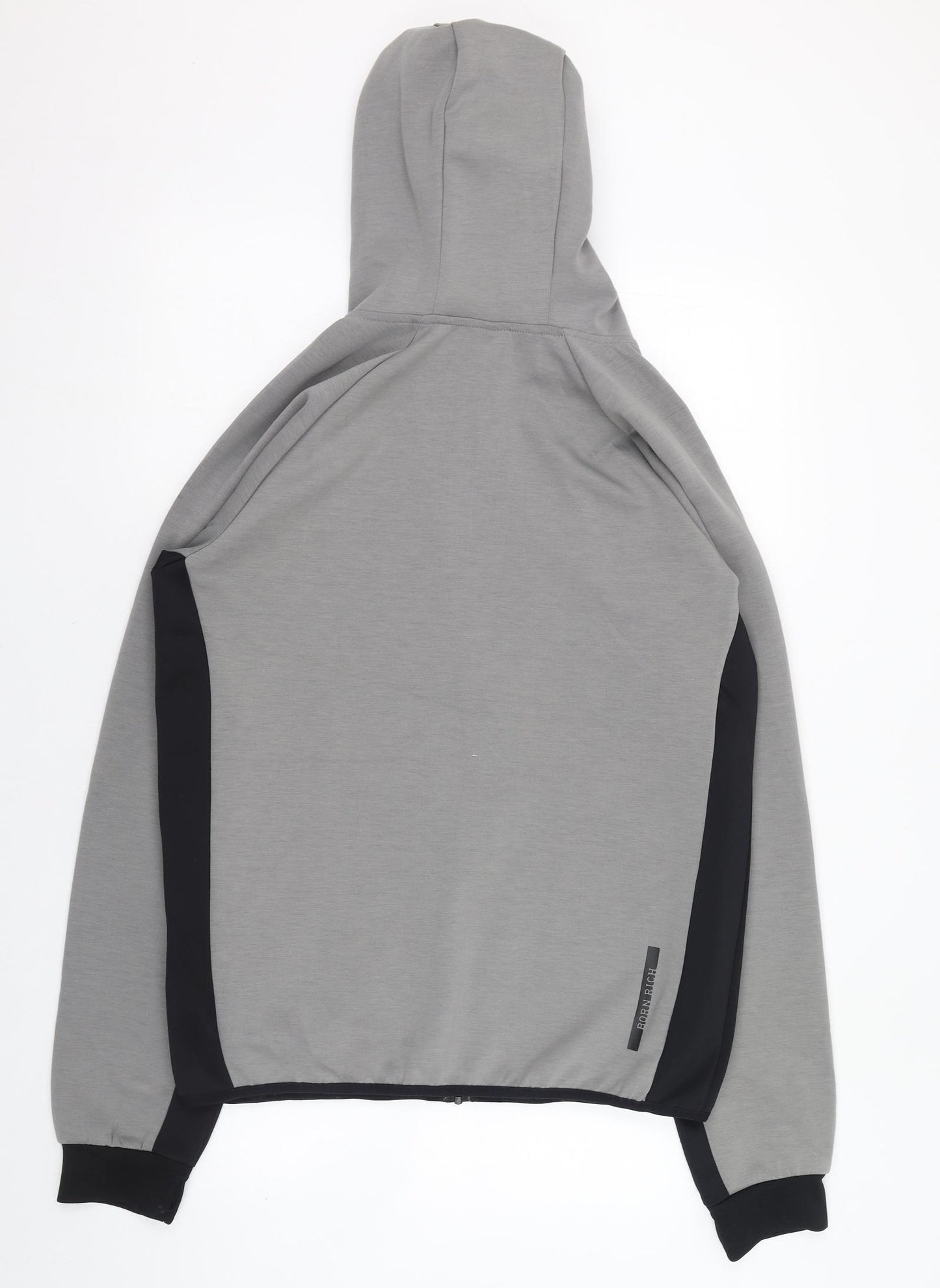 Born Rich Mens Grey  Polyester Full Zip Hoodie Size L