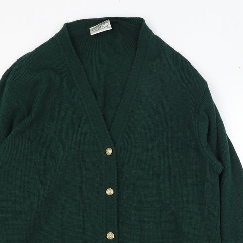 Concept Womens Green V-Neck  Acrylic Cardigan Jumper Size XL   - Squirrel