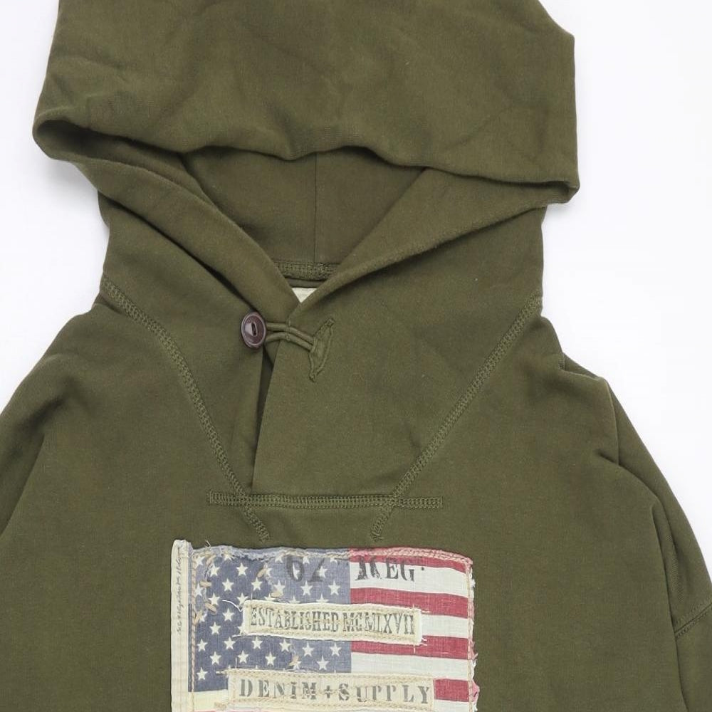 Ralph Lauren Mens Green  Cotton Pullover Hoodie Size L