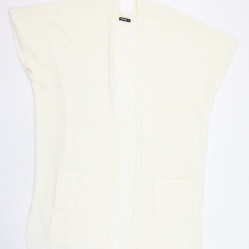 Roman Womens Ivory Square Neck  Acrylic Cardigan Jumper Size 18