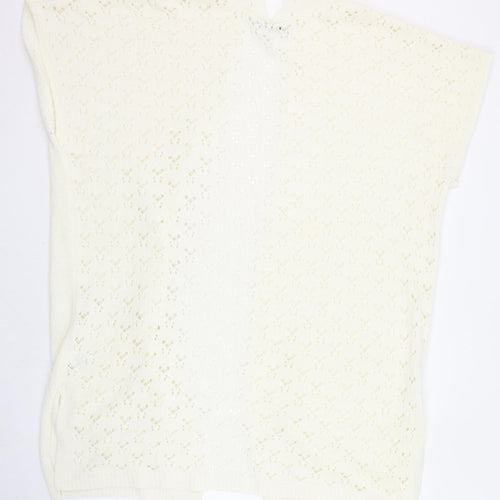 Roman Womens Ivory Square Neck  Acrylic Cardigan Jumper Size 18
