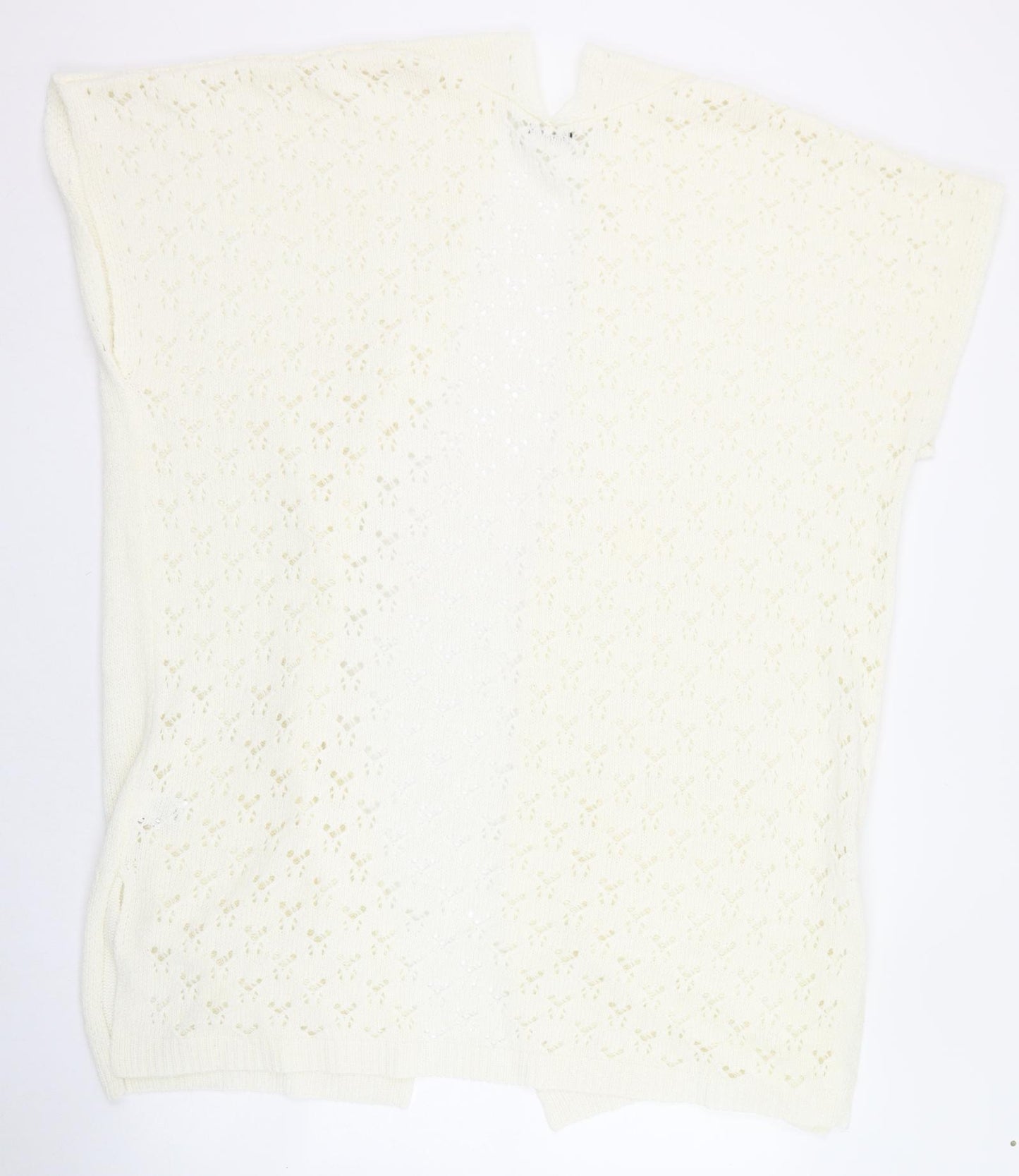 Roman Womens Ivory Square Neck  Acrylic Cardigan Jumper Size 18