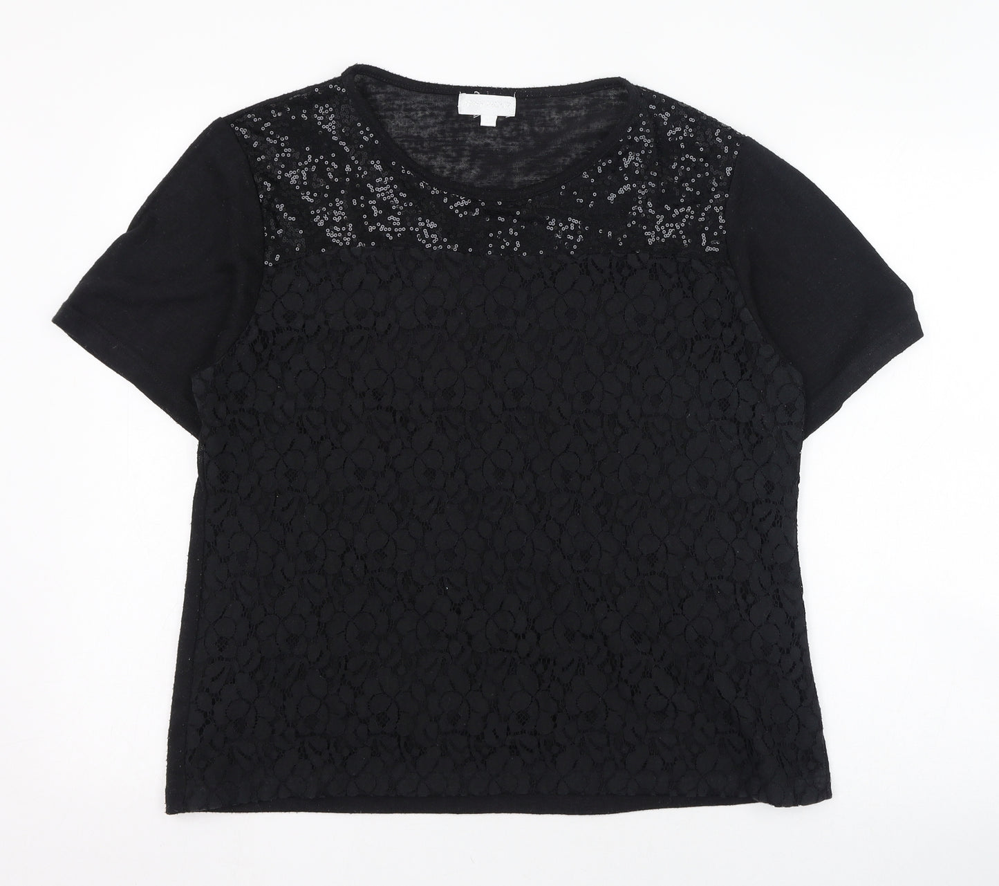 Paramour Womens Black  Polyester Basic T-Shirt Size XL Round Neck