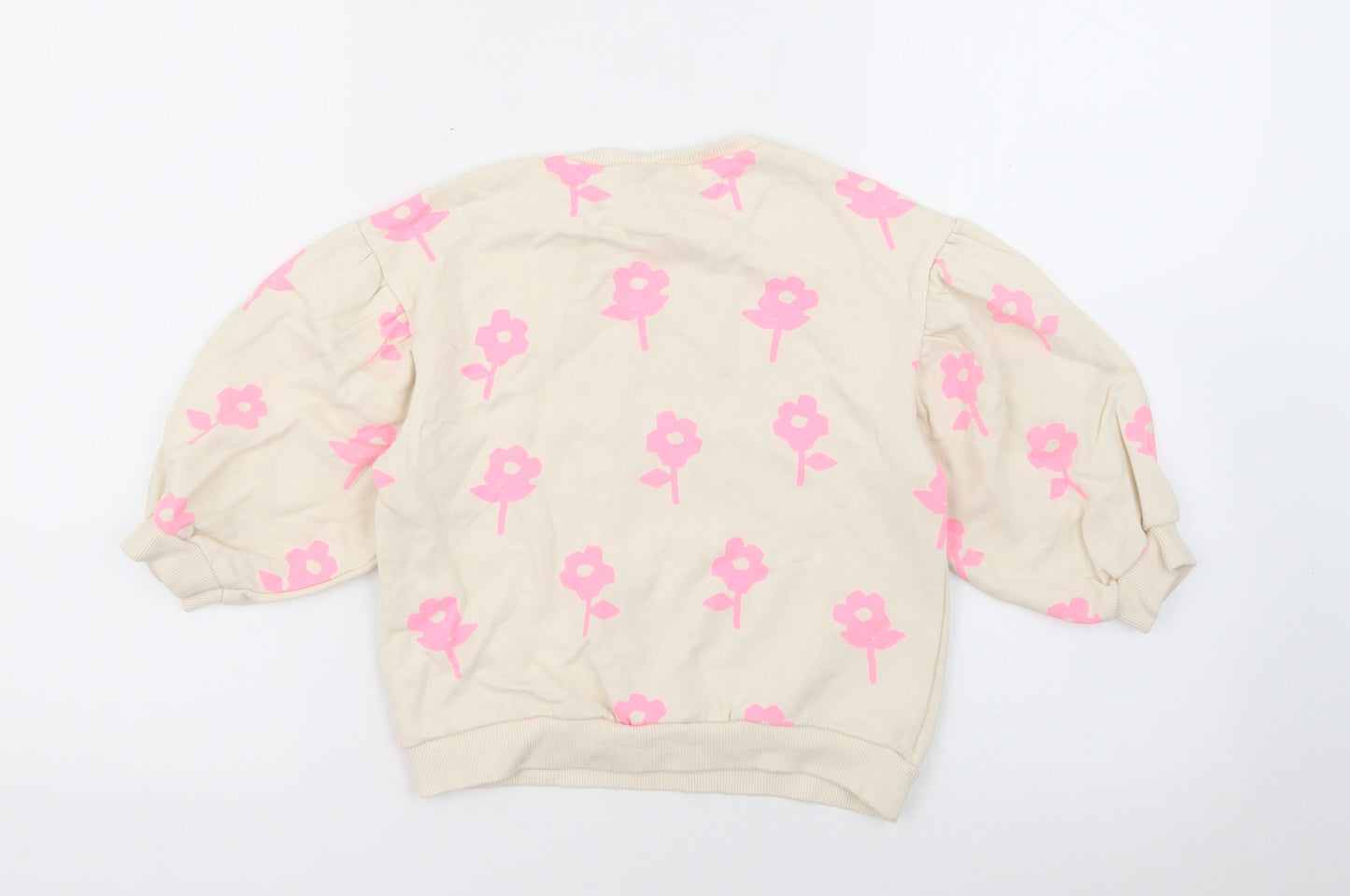 Zara Girls Ivory Floral Cotton Pullover Sweatshirt Size 3-4 Years