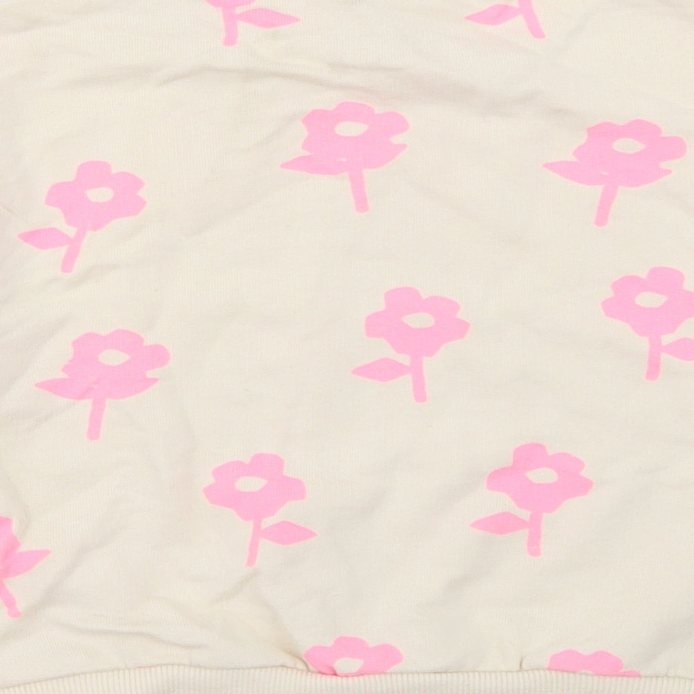 Zara Girls Ivory Floral Cotton Pullover Sweatshirt Size 3-4 Years