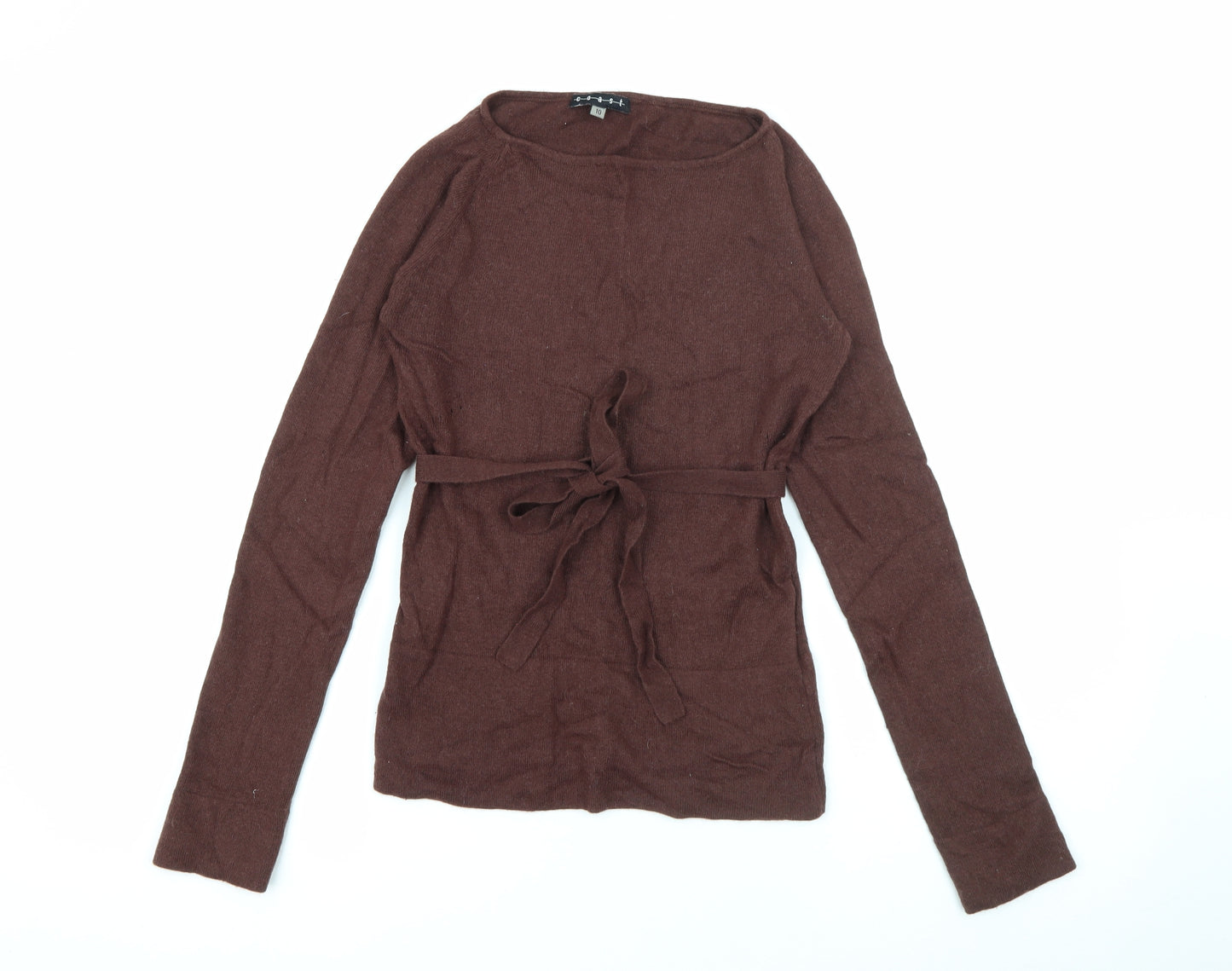 Coast Womens Brown Scoop Neck  Cashmere Pullover Jumper Size 10