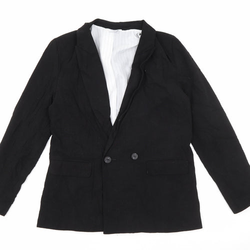 Papaya Womens Black  Polyester Jacket Blazer Size 10