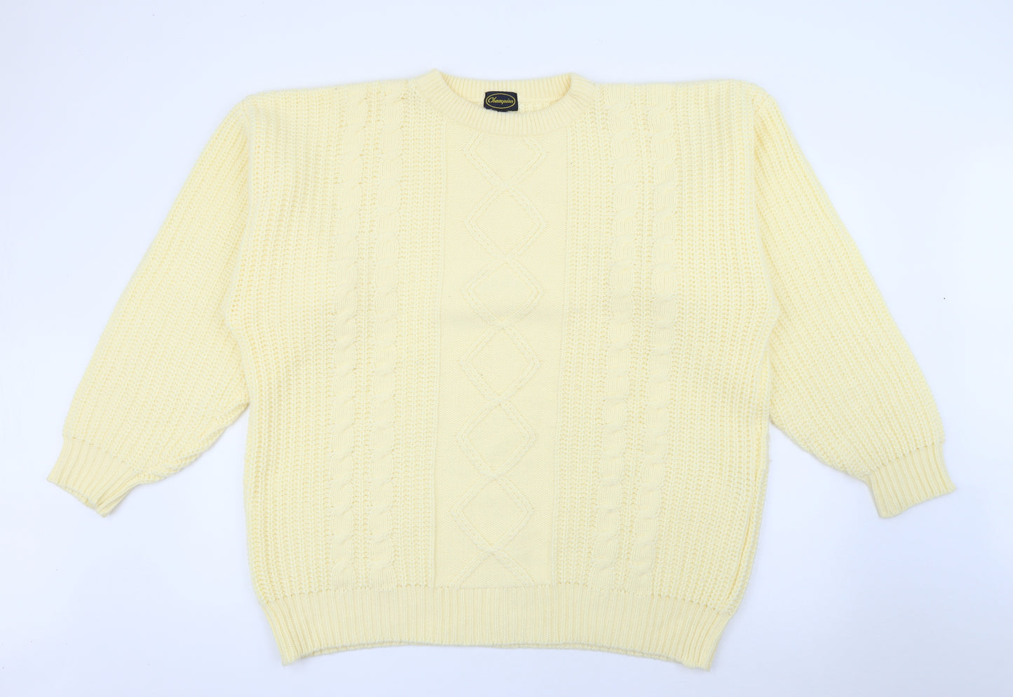 Champion Mens Ivory Crew Neck  Acrylic Pullover Jumper Size XL