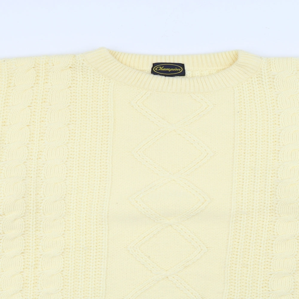 Champion Mens Ivory Crew Neck  Acrylic Pullover Jumper Size XL