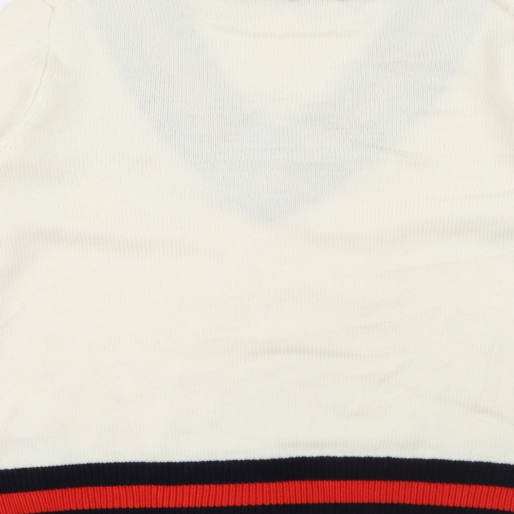 CLAUDIE PIERLOT Womens White V-Neck  Wool Pullover Jumper Size 8