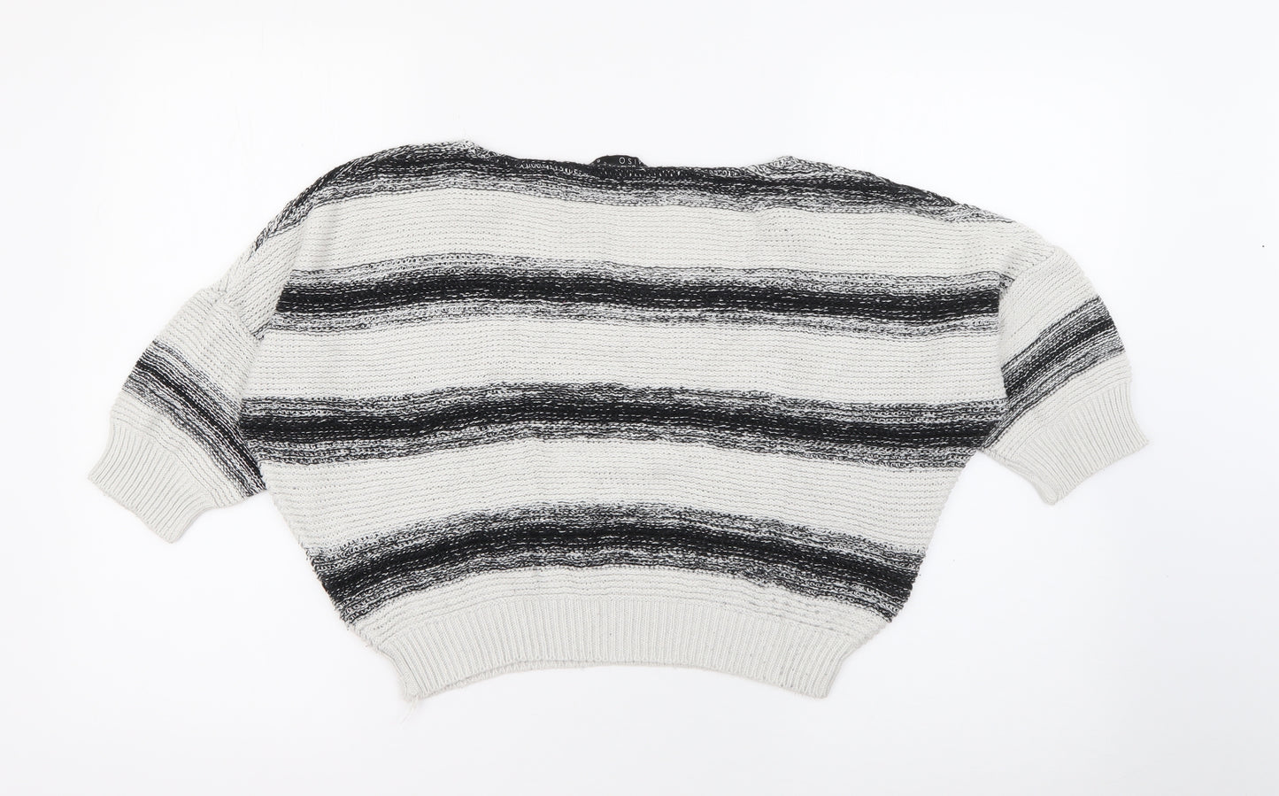 Miso Womens Ivory Scoop Neck Striped Acrylic Pullover Jumper Size 6