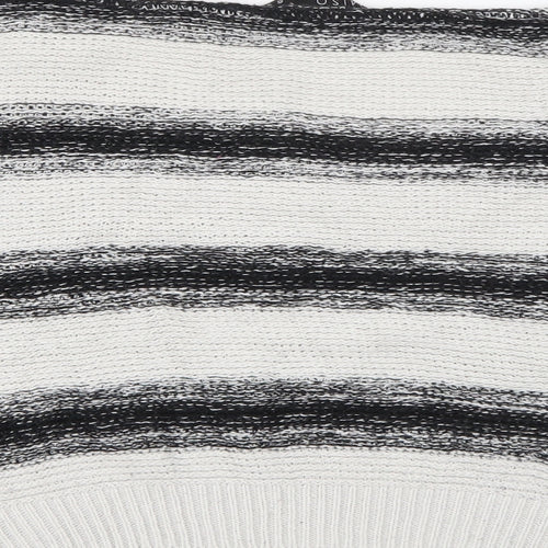 Miso Womens Ivory Scoop Neck Striped Acrylic Pullover Jumper Size 6