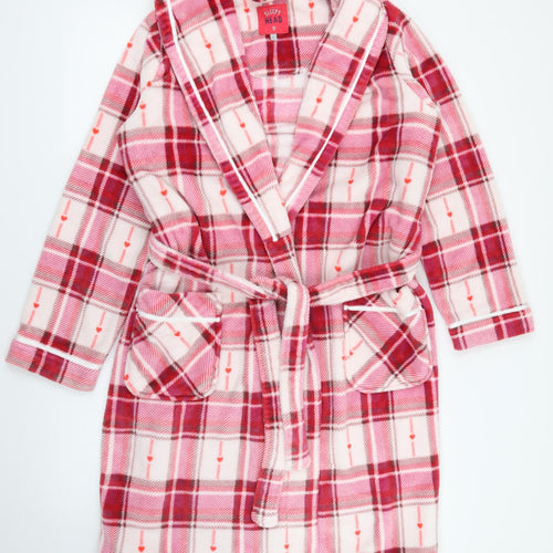 TU Womens Pink Plaid Polyester Top Robe Size L  Tie