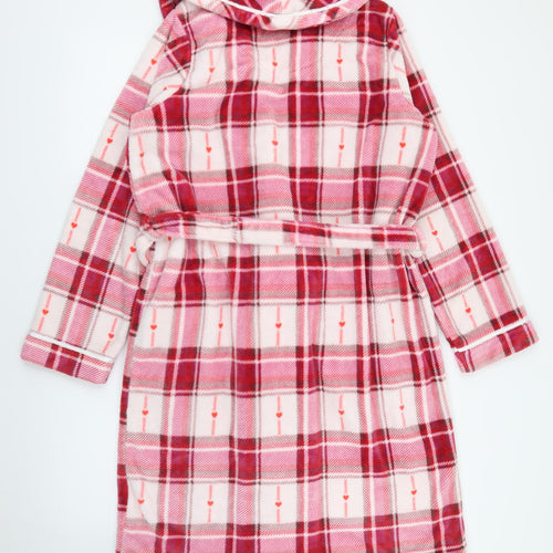 TU Womens Pink Plaid Polyester Top Robe Size L  Tie