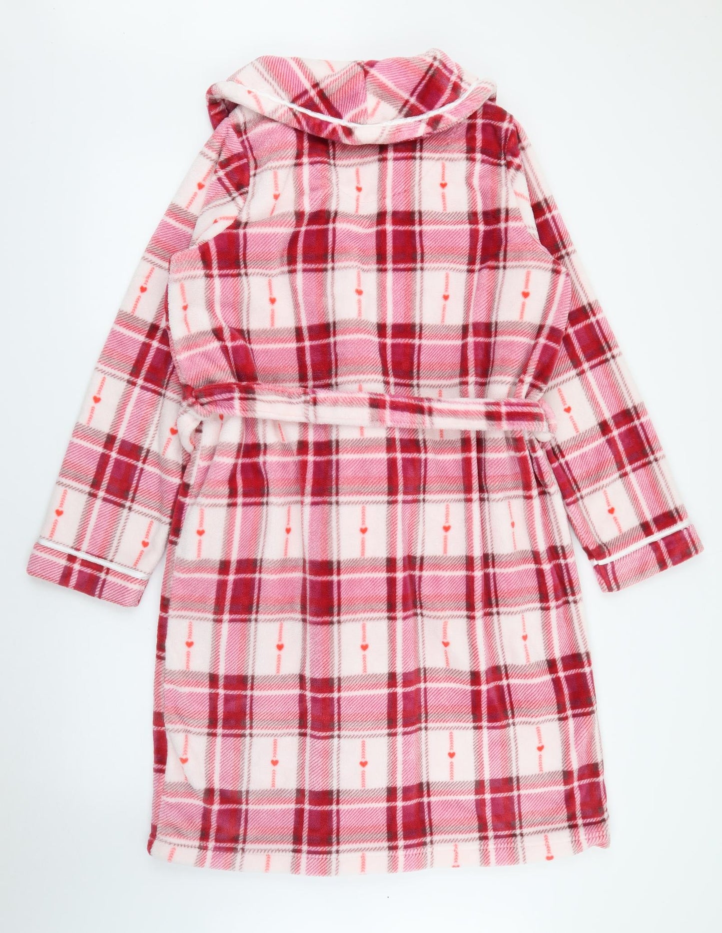 TU Womens Pink Plaid Polyester Top Robe Size L  Tie