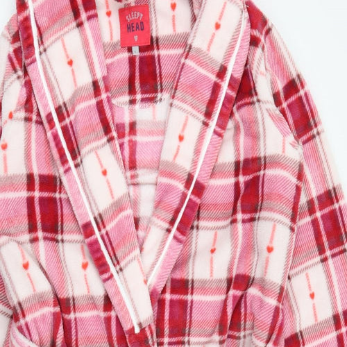TU Womens Pink Plaid Polyester Top Robe Size L  Tie