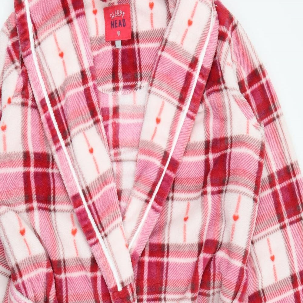 TU Womens Pink Plaid Polyester Top Robe Size L  Tie