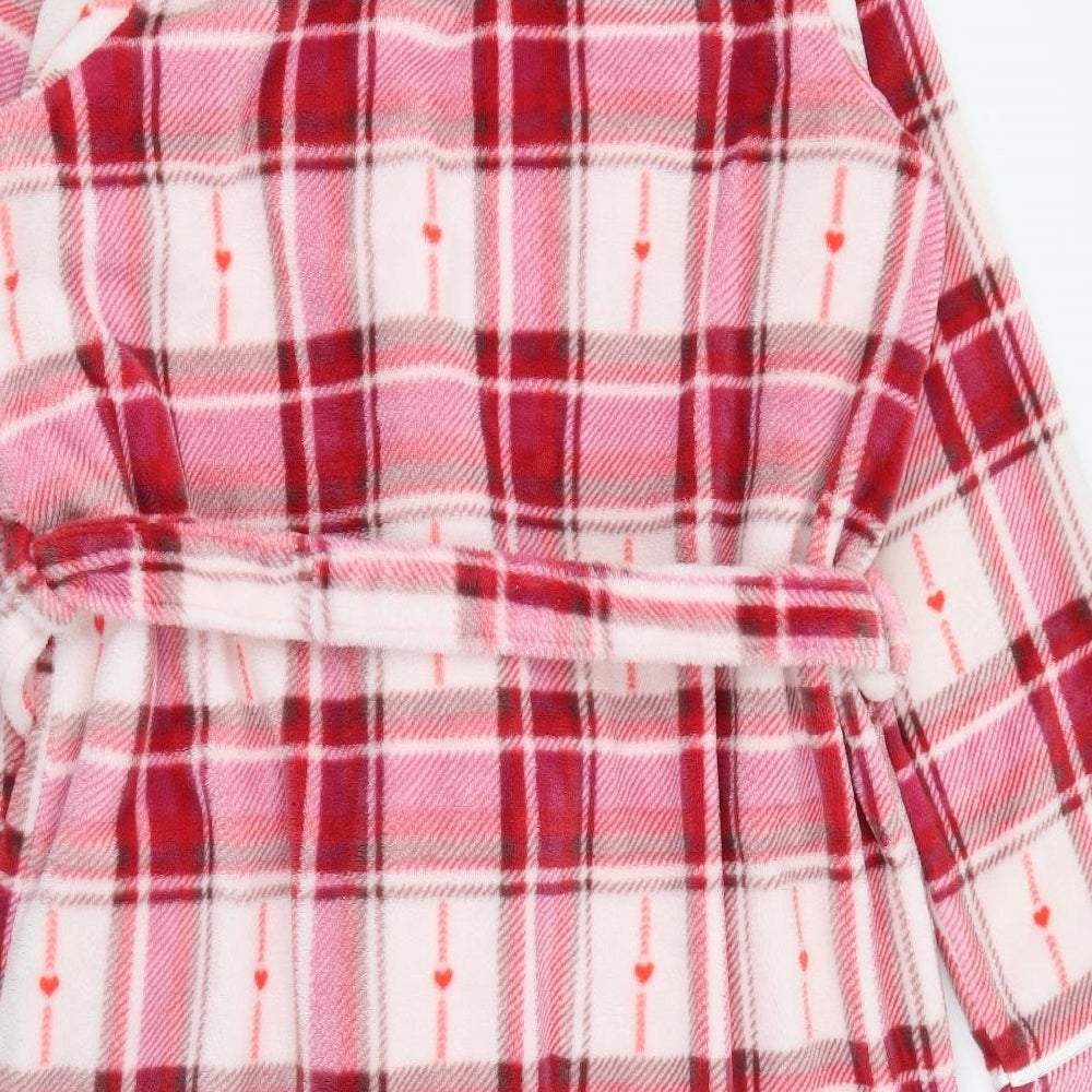 TU Womens Pink Plaid Polyester Top Robe Size L  Tie