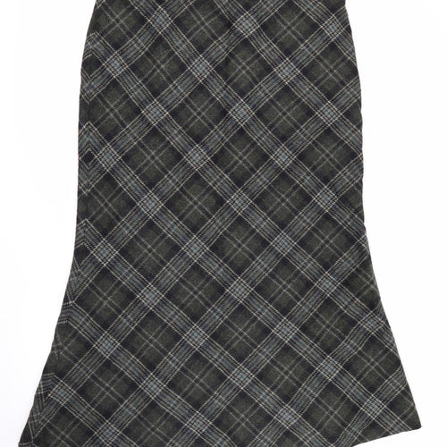 Boden Womens Green Plaid Wool Trumpet Skirt Size 20   Zip - Tweed