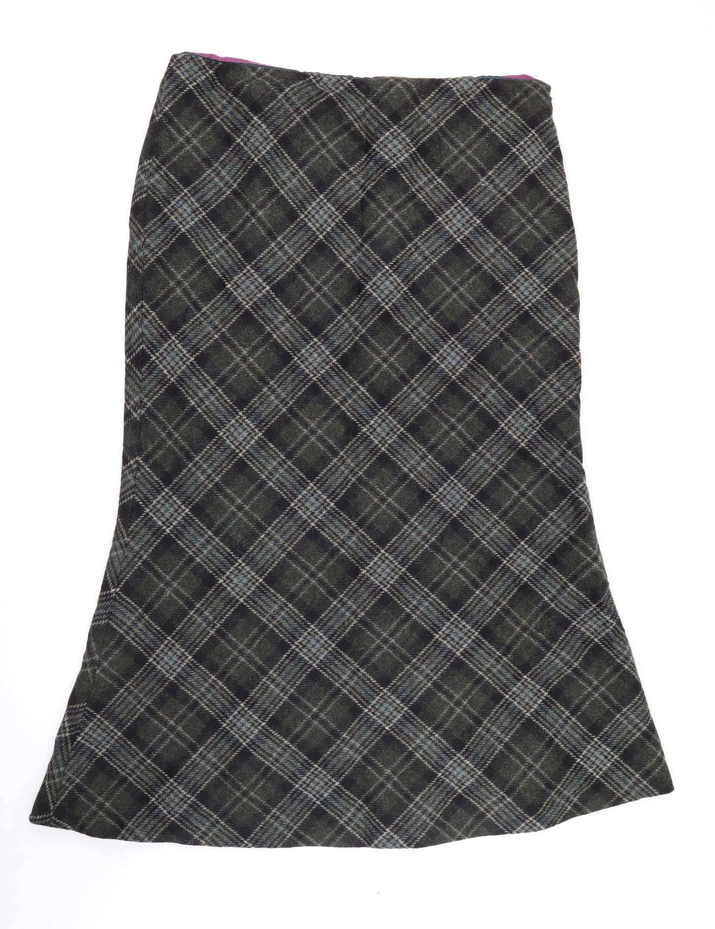 Boden Womens Green Plaid Wool Trumpet Skirt Size 20   Zip - Tweed