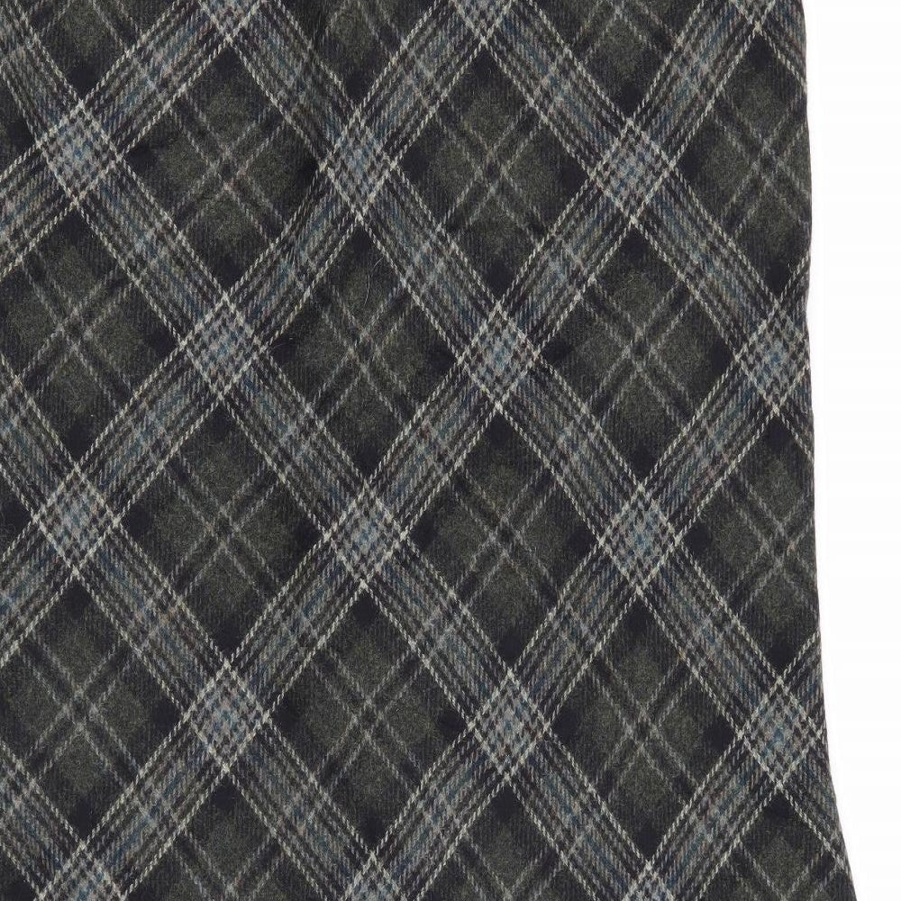 Boden Womens Green Plaid Wool Trumpet Skirt Size 20   Zip - Tweed