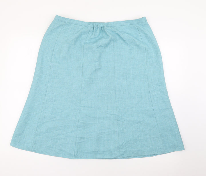 EWM Womens Blue Polyester A-Line Skirt Size 18 Zip