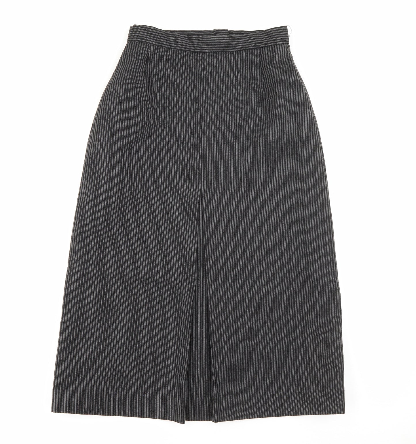 Preworn Womens Grey Striped Polyester A-Line Skirt Size 10   Zip