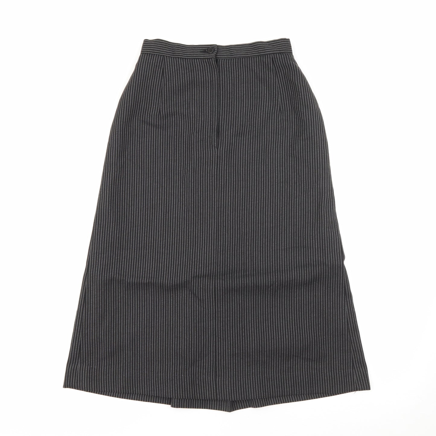 Preworn Womens Grey Striped Polyester A-Line Skirt Size 10   Zip