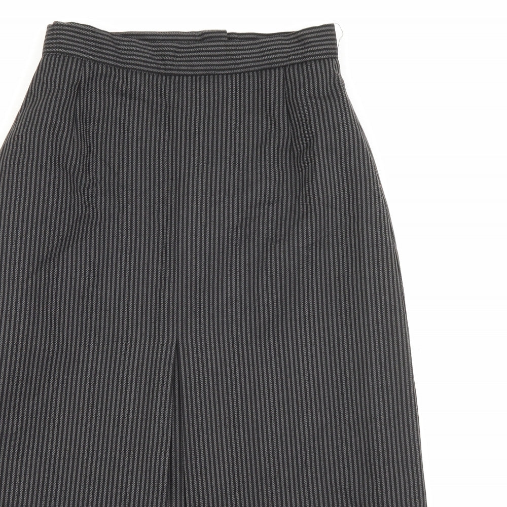 Preworn Womens Grey Striped Polyester A-Line Skirt Size 10   Zip