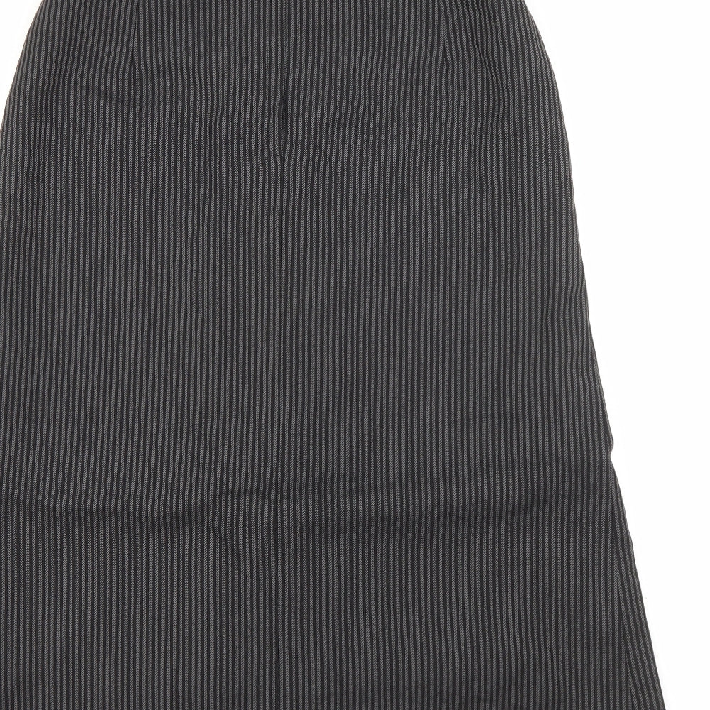 Preworn Womens Grey Striped Polyester A-Line Skirt Size 10   Zip