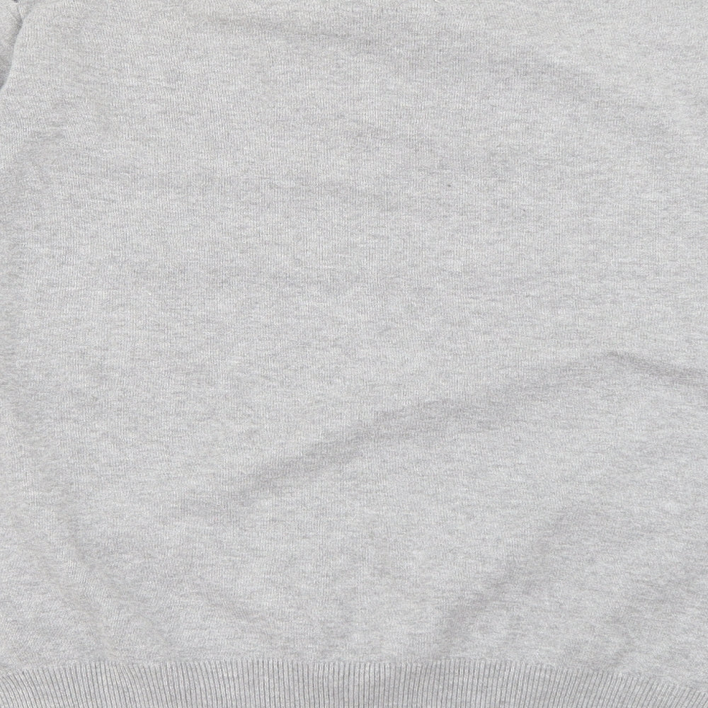NEXT Mens Grey Collared Striped Cotton Pullover Jumper Size L