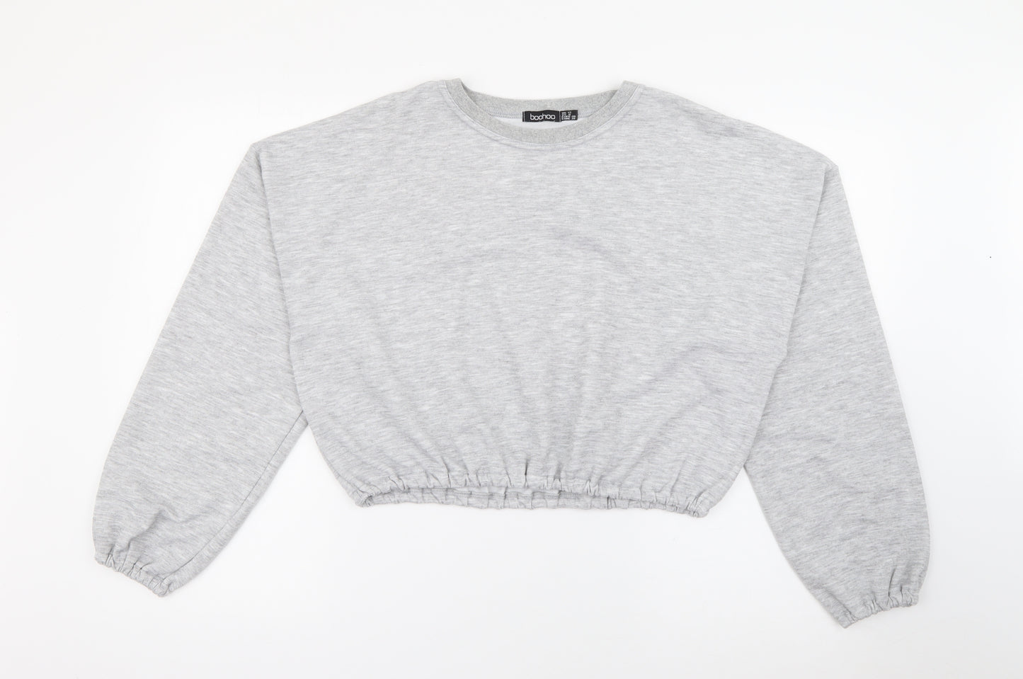 Boohoo Womens Grey Crew Neck  Polyester Pullover Jumper Size 12