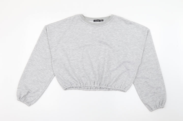 Boohoo Womens Grey Crew Neck  Polyester Pullover Jumper Size 12