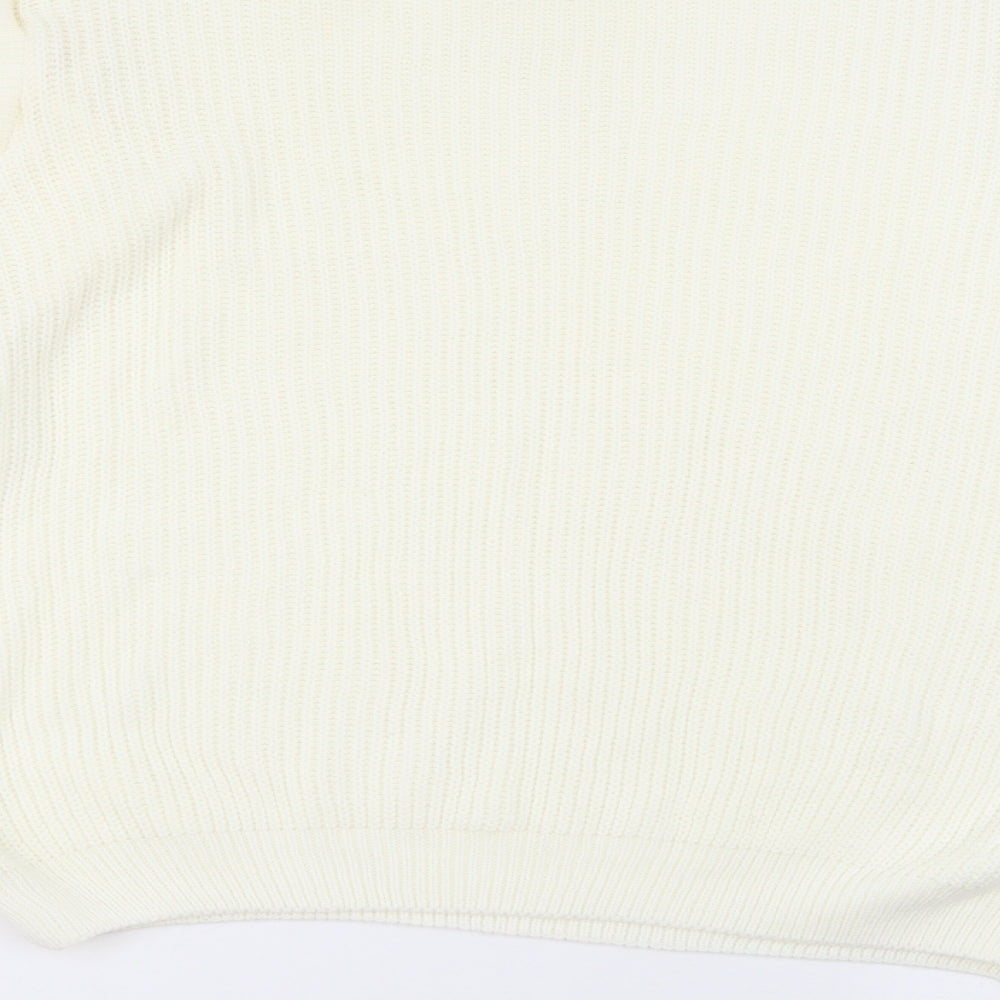 PRETTYLITTLETHING Womens White Scoop Neck  Acrylic Pullover Jumper Size L