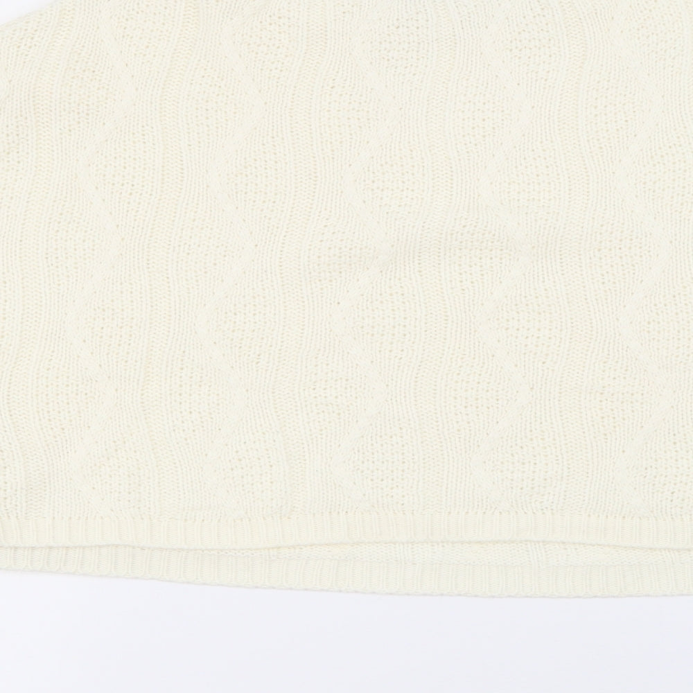 PRETTYLITTLETHING Womens Ivory Crew Neck  Acrylic Pullover Jumper Size L