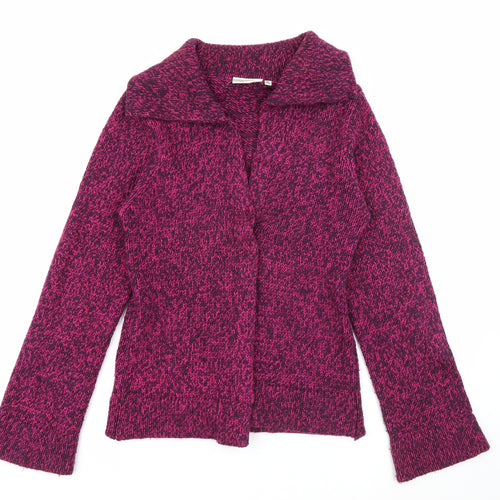 Hennes Womens Pink Collared  Acrylic Cardigan Jumper Size XL