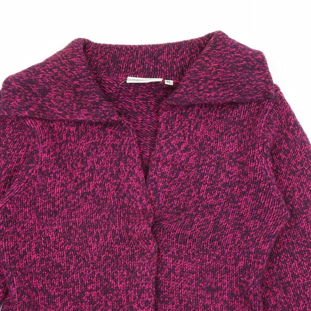 Hennes Womens Pink Collared  Acrylic Cardigan Jumper Size XL
