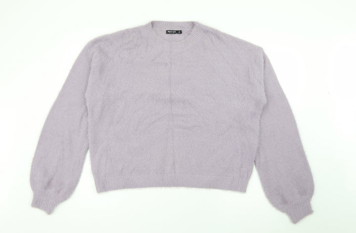 Nasty Gal Womens Purple Crew Neck Nylon Pullover Jumper Size L