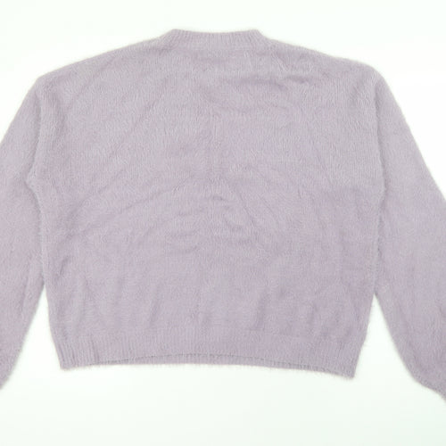 Nasty Gal Womens Purple Crew Neck  Nylon Pullover Jumper Size L
